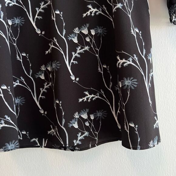 Thakoon Addition Dress Women's Size 0 Black Blue Floral Draped Elastic Waist - Picture 5 of 12